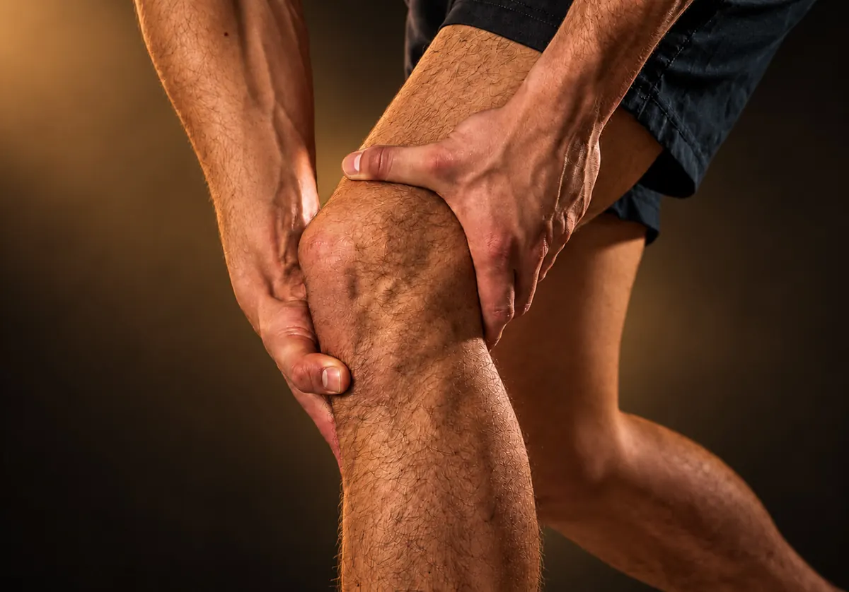 Mann hält sich das Knie, Symbolbild für Gelenkbeschwerden